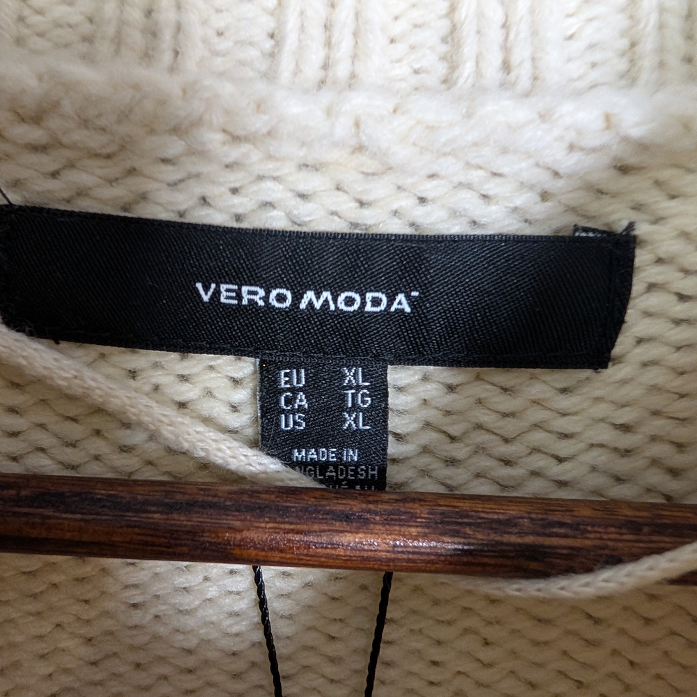 Vero Moda Danerys Multicolor Cable Knit Mock Neck Wide Sleeve Sweater XL NWT - Picture 5 of 9